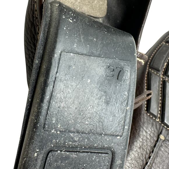 Prada Vintage Driving Shoe Loafer Flats Pebble Leather Tassel Brown Size 37 US 7 - Picture 13 of 15